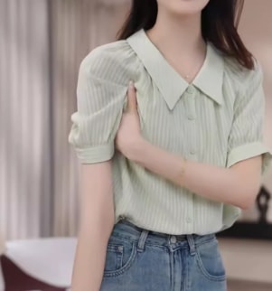 レディース トップス シャツ ブラウス 羽織 前開き 5分袖 Vネック 襟付き シフォン 前開き 透け感 ボタン 薄手 きれいめ シンプル カジュアル 上品 おしゃれ かっこいい レトロ アジアン