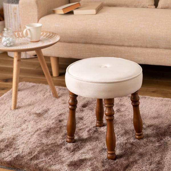 スツール チェア 椅子 ベロア調 くり脚 アンティーク お洒落