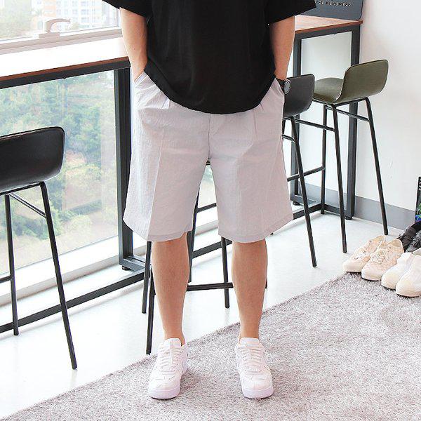 WBO メンズ ビッグサイズ ウーブン ツータック ハーフバンディング ワイドハーフパンツ