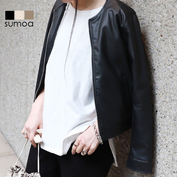 ライダースジャケット ノーカラー レザージャケット ジャケット ブルゾン シングル ライダース