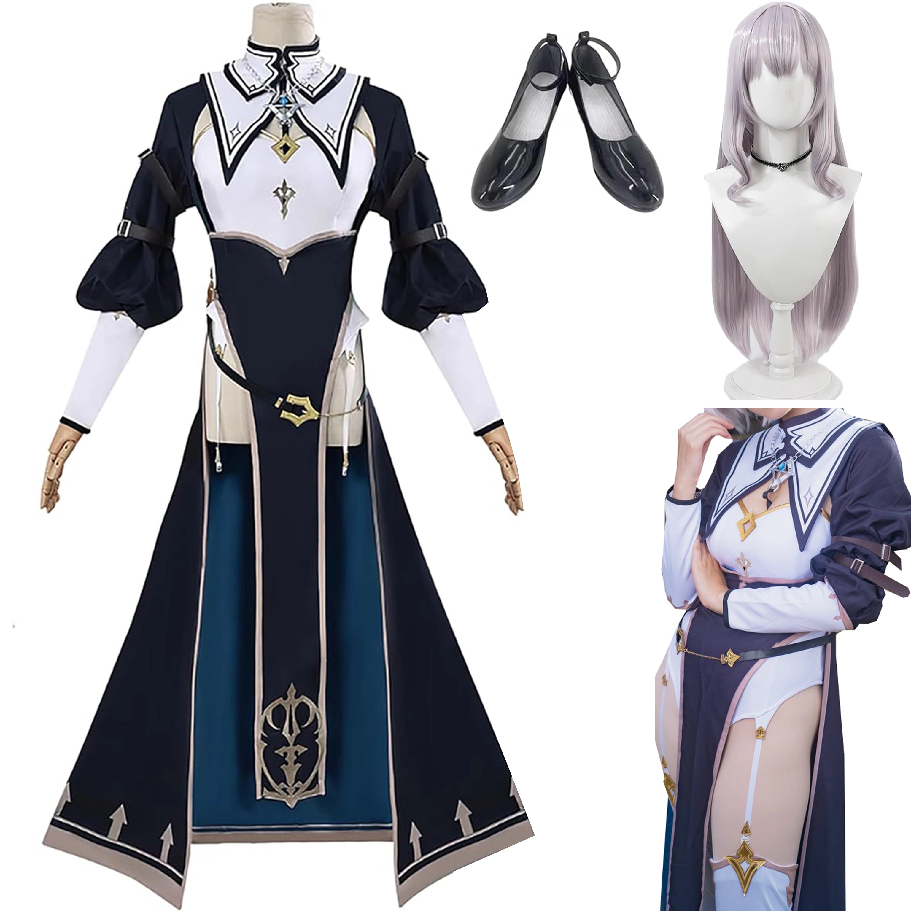 【全シリーズ発売中】 【値引き中】靴 ウィッグ イベント ハロウィン コスプレ衣装 しろがねえる 衣装 3期生 団長 シスター 修女 巫女 修道服 白銀ノエル Vチューバー ホロライブ バーチャル S