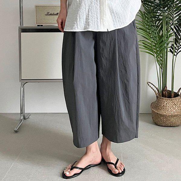 Hスタイル(PT)バサラック涼しい後ろバンディングホベルパンツ 夏 女性 パンツ バンディングパンツ ベギーパンツ ワイドパンツ 筒パンツ
