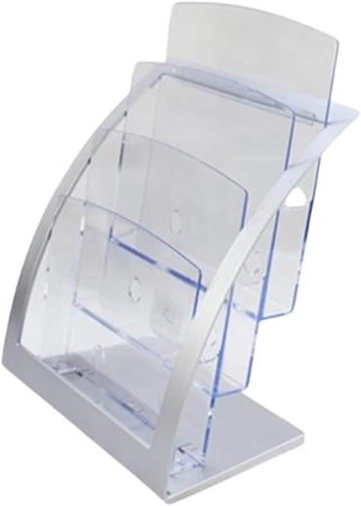 カタログスタンド マガジンラック パンフレット ディスプレイ 業務用 オフィス A4 3段 シルバー( A4 3段 シルバー)