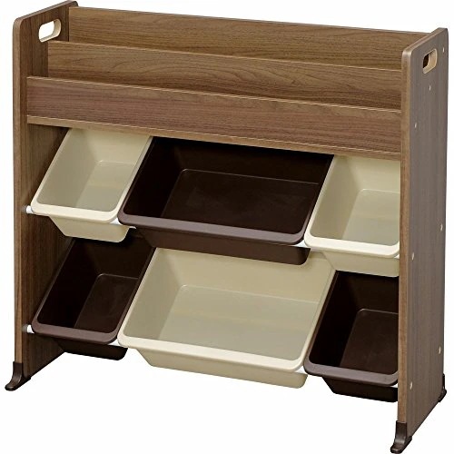 アイリスオーヤマ おもちゃ箱 絵本棚付き ブラウン 幅85.6奥行34.7高さ79.8cm トイハウスラック ETHR-26