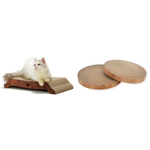 【セット買い】猫壱(necoichi) バリバリ ベッド L ダークブラウン + 猫壱(necoichi) バリバリボウル 交換用つめとぎ ネコ用 2個パック ライトブラウン