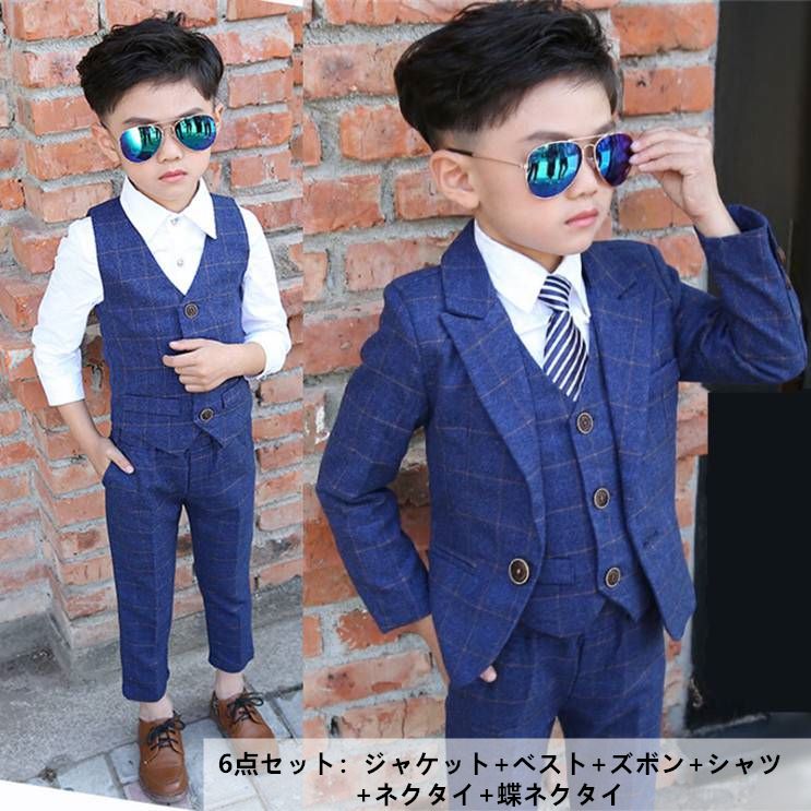 子供スーツ 5 6点セット 子供 スーツ 男の子 フォーマル 秋 男 入学 式 キッズ 子供服 セットアップ 紳士服 長袖 人気 礼服 こどもスーツ ジュアル