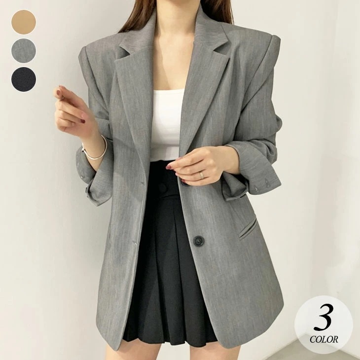 【2025新作 急速出荷】テーラード ジャケット アウター 羽織り 長袖 防寒 マニッシュ カジュアル きれいめ シンプル ビジネス 仕事 春 秋 ゆったり 大きめ オーバーサイズ 無地 ブラック グ 6,528円