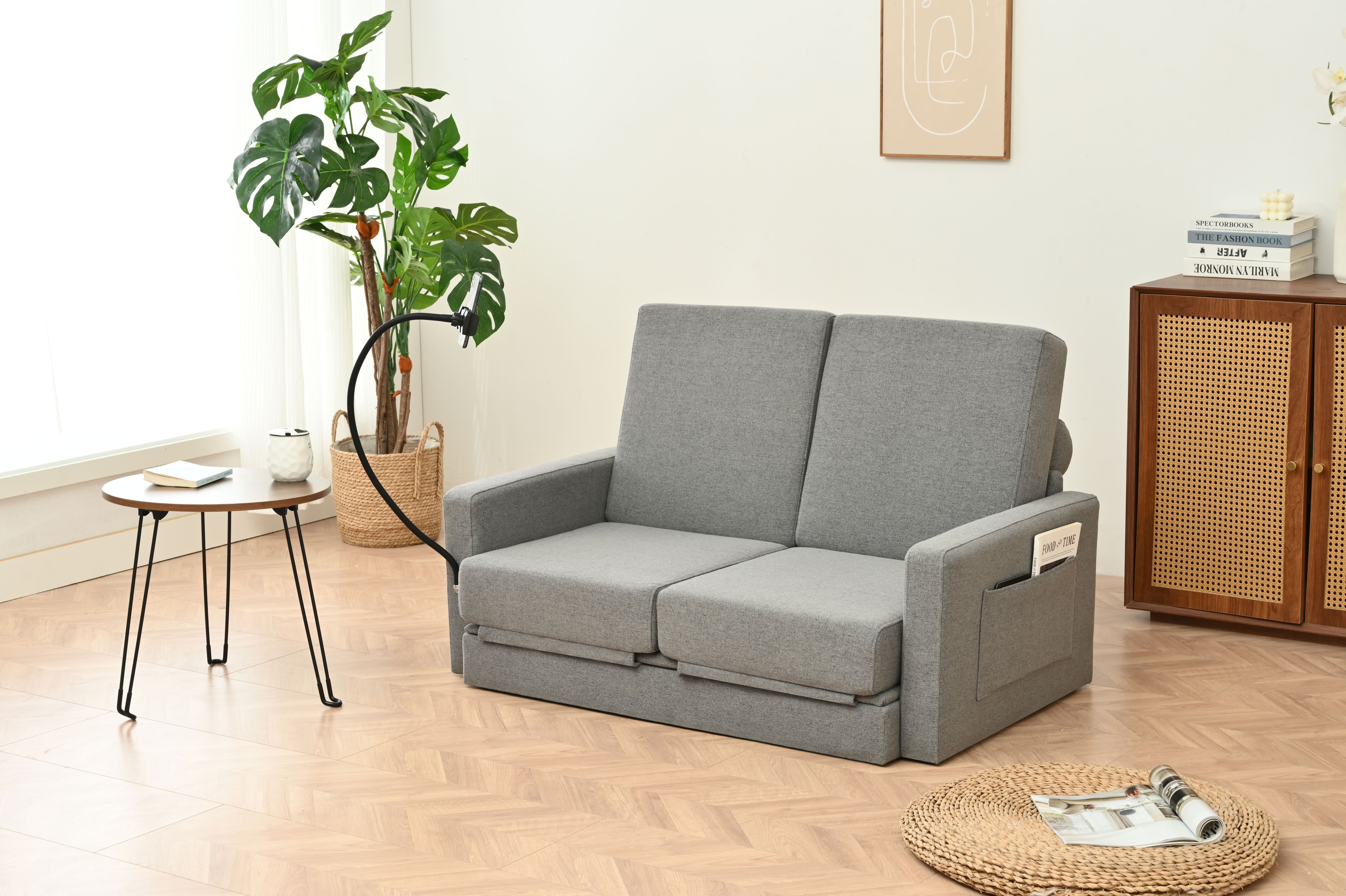 【国内出荷 - 3日配達】リビングルームのための調節可能な背もたれ付き収納プルアウトベッド付きラブシートスリーパーソファ357 26,015円