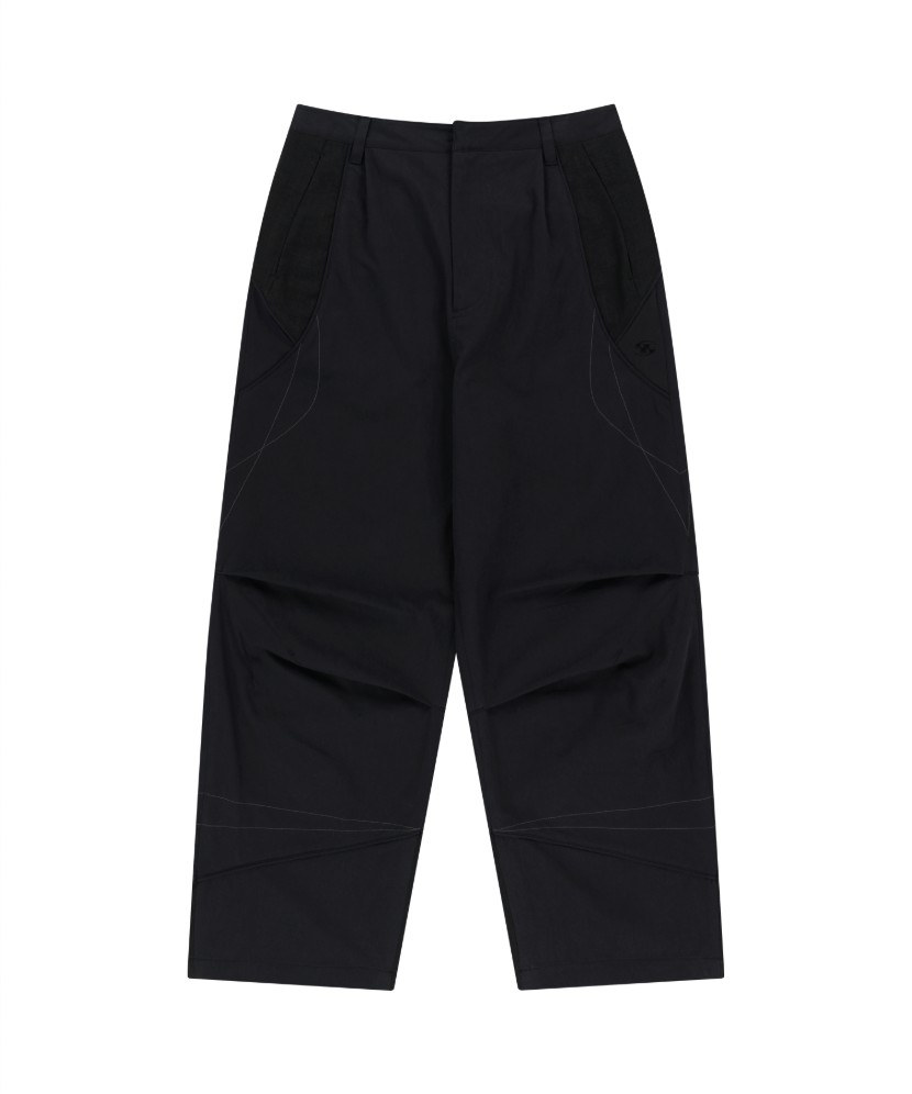 【SANSANGEAR】 25SS LINEN BLOCK PANTS : BLACK