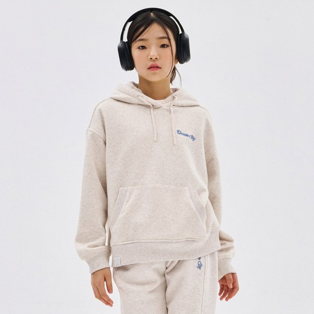 (オーシャンスカイ) 女の子用ロゴ刺繍入りミンクフリースパーカー