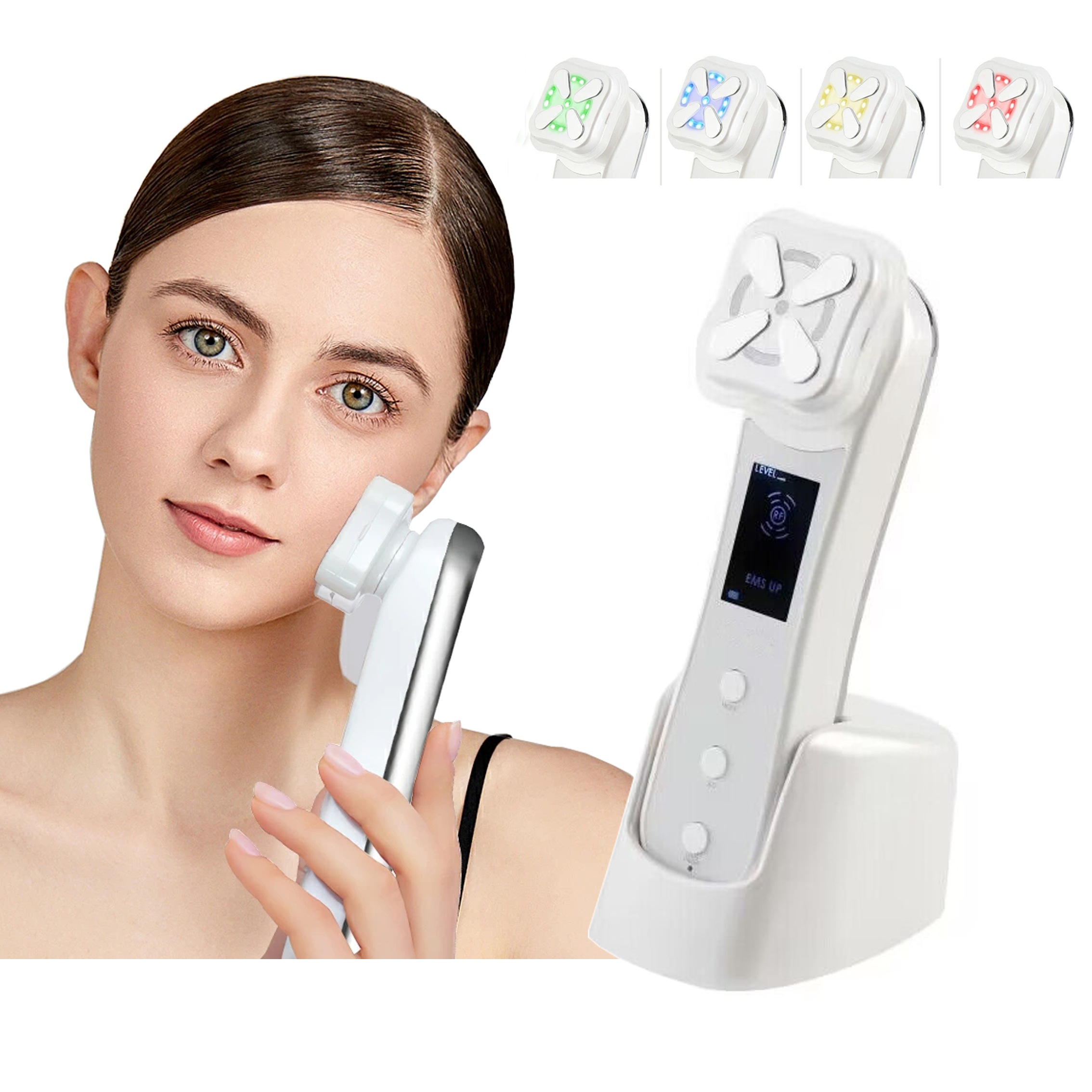 美顔器 美容器 自宅用美顔器 RF 多機能 イオン導出 イオン導入 EMS 微電 Amazon.co.jp: 美顔器 1台多役 EMS 高性能 美容器 RF温冷美顔器