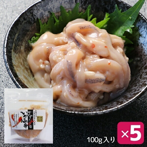 かんずり入いか塩辛 5個でお得な450g (90g5P) イカ 塩辛 いか塩辛 しおから 函館 ご飯のお供 ギフト ごはんのお供 ご飯のおとも おかず 希少製法 杉木樽仕込み 熟成塩辛 工場直送