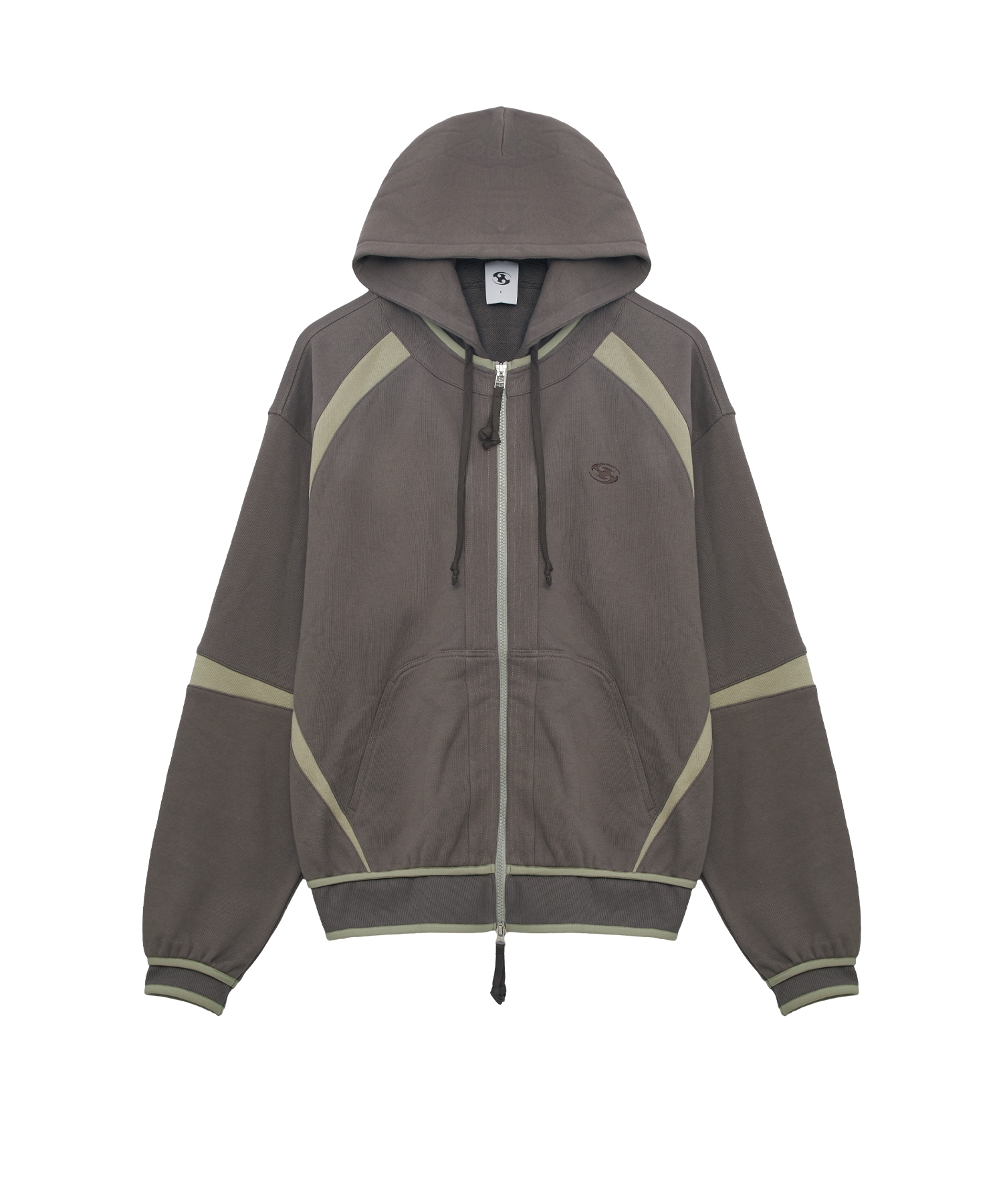 【SANSANGEAR】 OBLIQUE HOODIE ZIP-UP : ASH BROWN