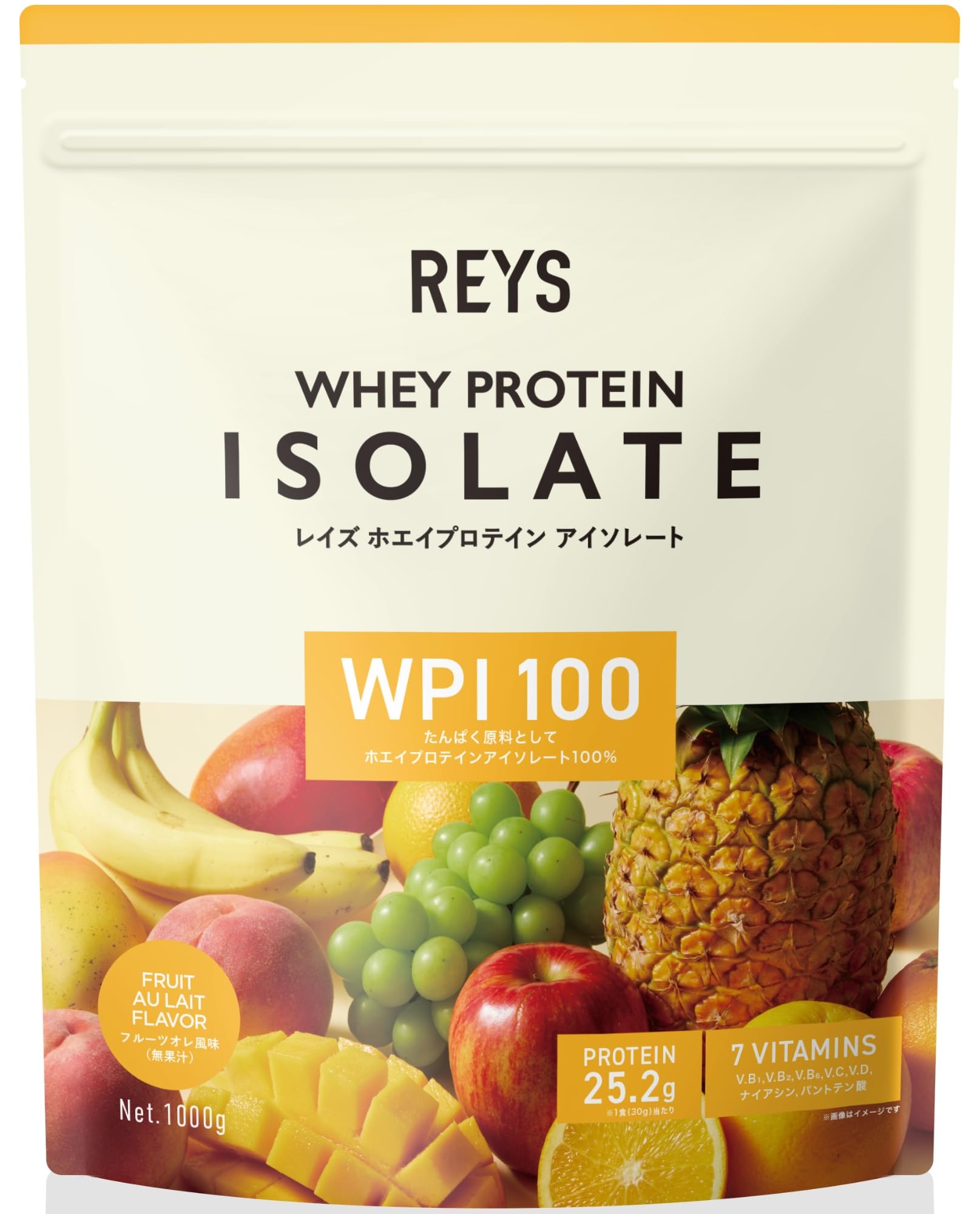 REYS レイズ WPI ホエイ プロテイン アイソレート 山澤 礼明 監修 1kg 国内製造 ビタミン7種配合 (フルーツオレ風味)