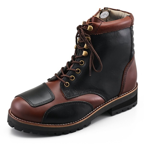 D37964 バイク ブーツ ライディングブーツ ダービーライドブーツ 本革 牛革(フルグレインレザー) シフトパッド くるぶしパッド内蔵 サイドジップ DS-001 コンビ 26.0cm/メンズ