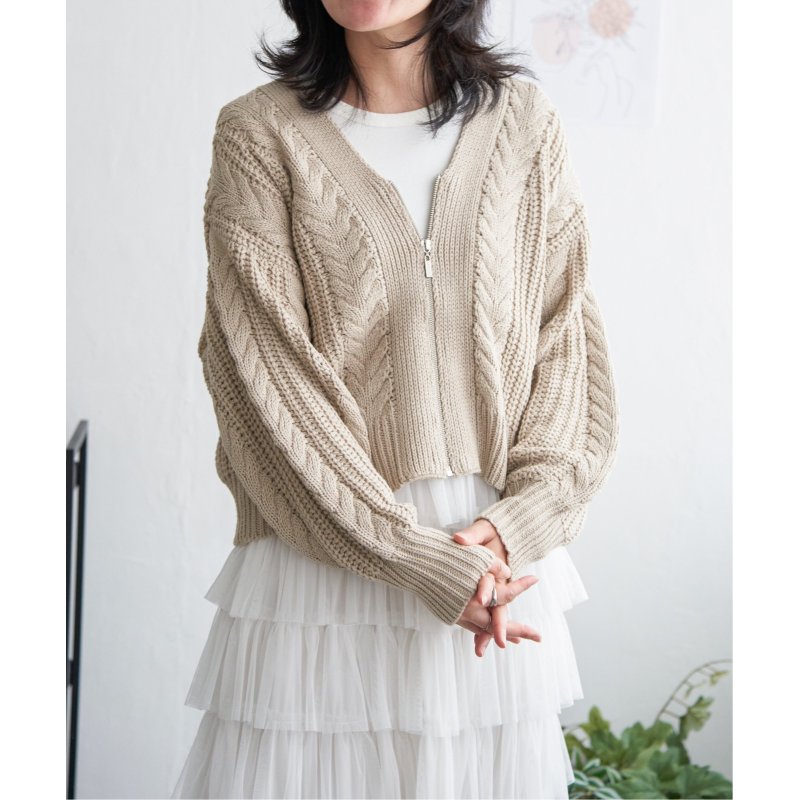 ケーブルショートカーディガン
