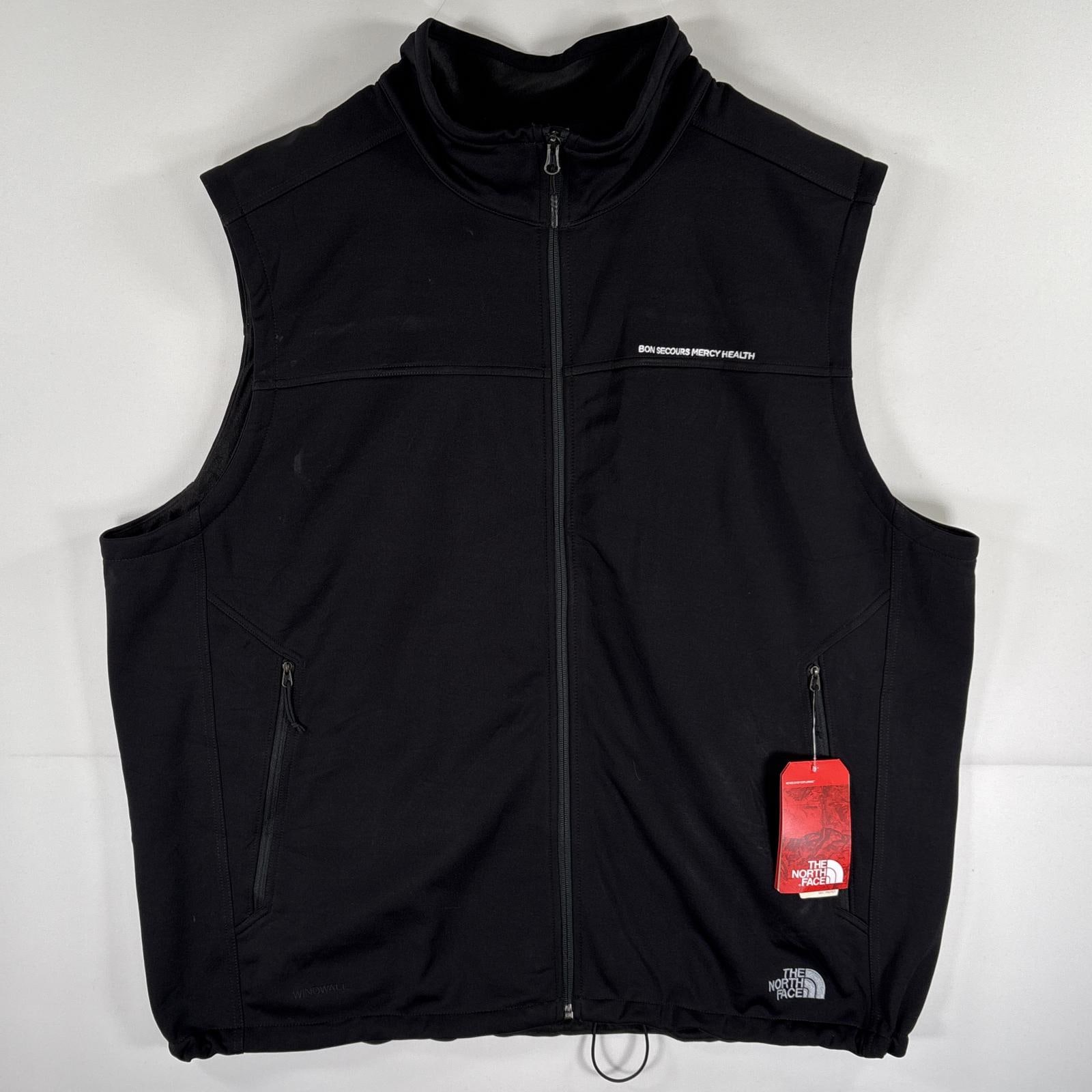 古着 ナイロンシェルベスト フルジップ タグ付き 大きいサイズ デッドストック フリース アウトドア XXXL ブラック メンズ