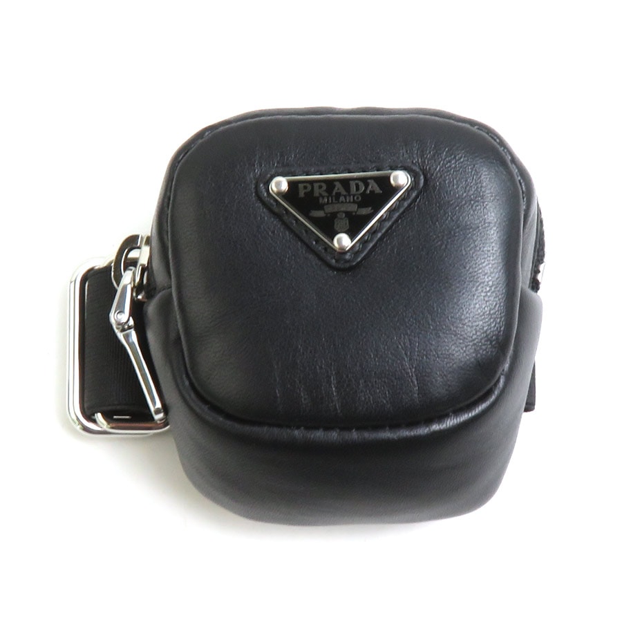 プラダ PRADA ポーチ アームポーチ レザー/ゴム ブラック シルバー レディース w1134a
