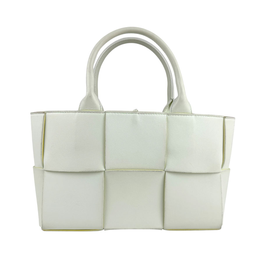 ボッテガヴェネタ BOTTEGAVENETA ハンドバッグ ショルダーバッグ ミニ アルコ トートバッグ レザー ミントホワイト/イエロー レディース z6561