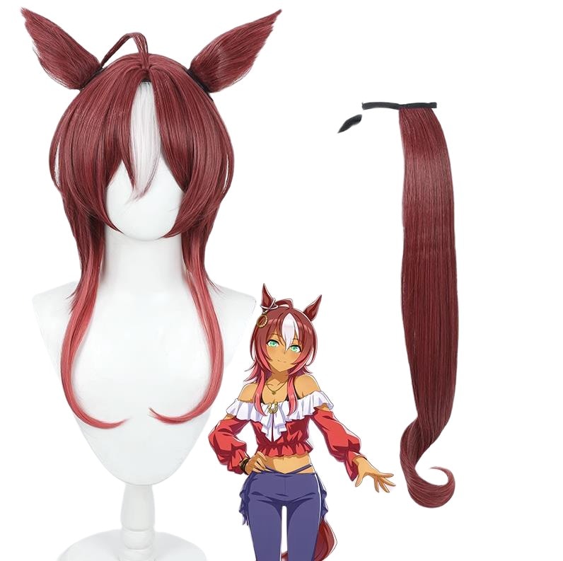 コスプレウィッグ ダーレーアラビアン ウマ娘 プリティーダービー 耳　しっぽ付き かつら 耐熱 長髪 耐熱 文化祭 小物 変身 仮装 ステージ服 舞台