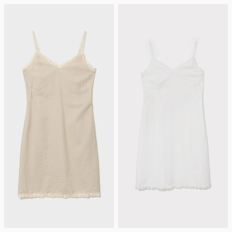 【LOW CLASSIC】26SS LACE MIDI DRESS : 2COLORS