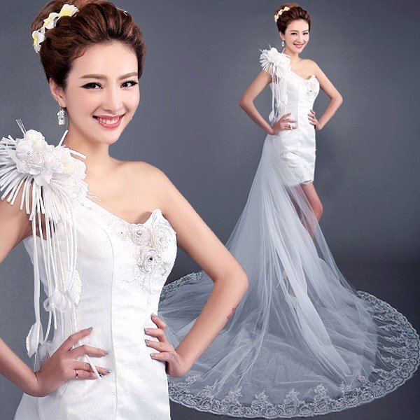 ウエディングドレス 安い トレーンドレス 前ミニ 花嫁 ウェディングドレス 二次会 ロングドレス 結婚式 パーティードレス 披露宴 ブライダル