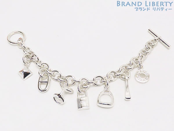 激レア新品仕上げエルメスアミュレット7セリエカデナメドールシェーヌダンクルシルバーチェーンチャームブレスレットAG625