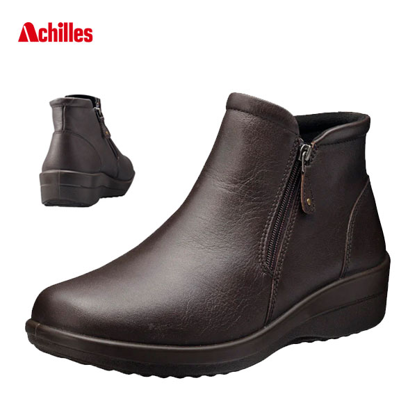 アキレス ACHILLES アキレス・ソルボ C 577 レディース シューズ ブーツ ショートブーツ 撥水 牛革 レザー 靴 AWC5770-CF 茶