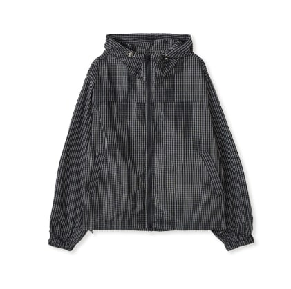 【aeae】 CHECK HOOD JUMPER : BLACK