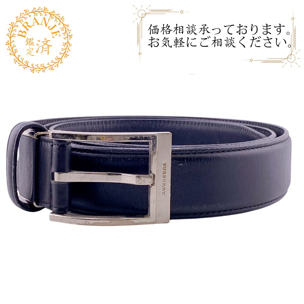 バーバリーロンドン レザー ベルト ブラック ブランド