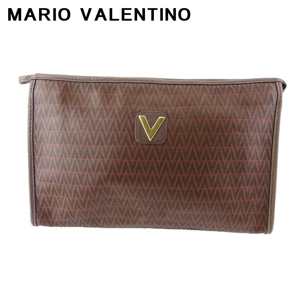 クラッチバッグ セカンドバッグ バッグ Vマーク レディース メンズ ブラウン ゴールド 中古