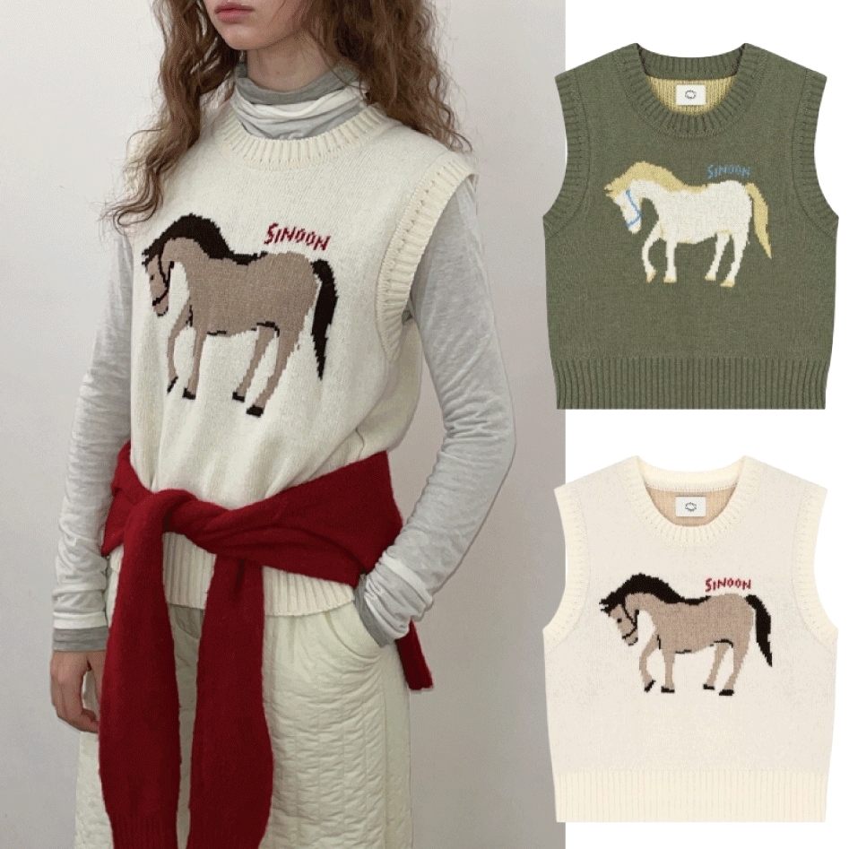 24FW Horse Knit Vest (2 COLORS)