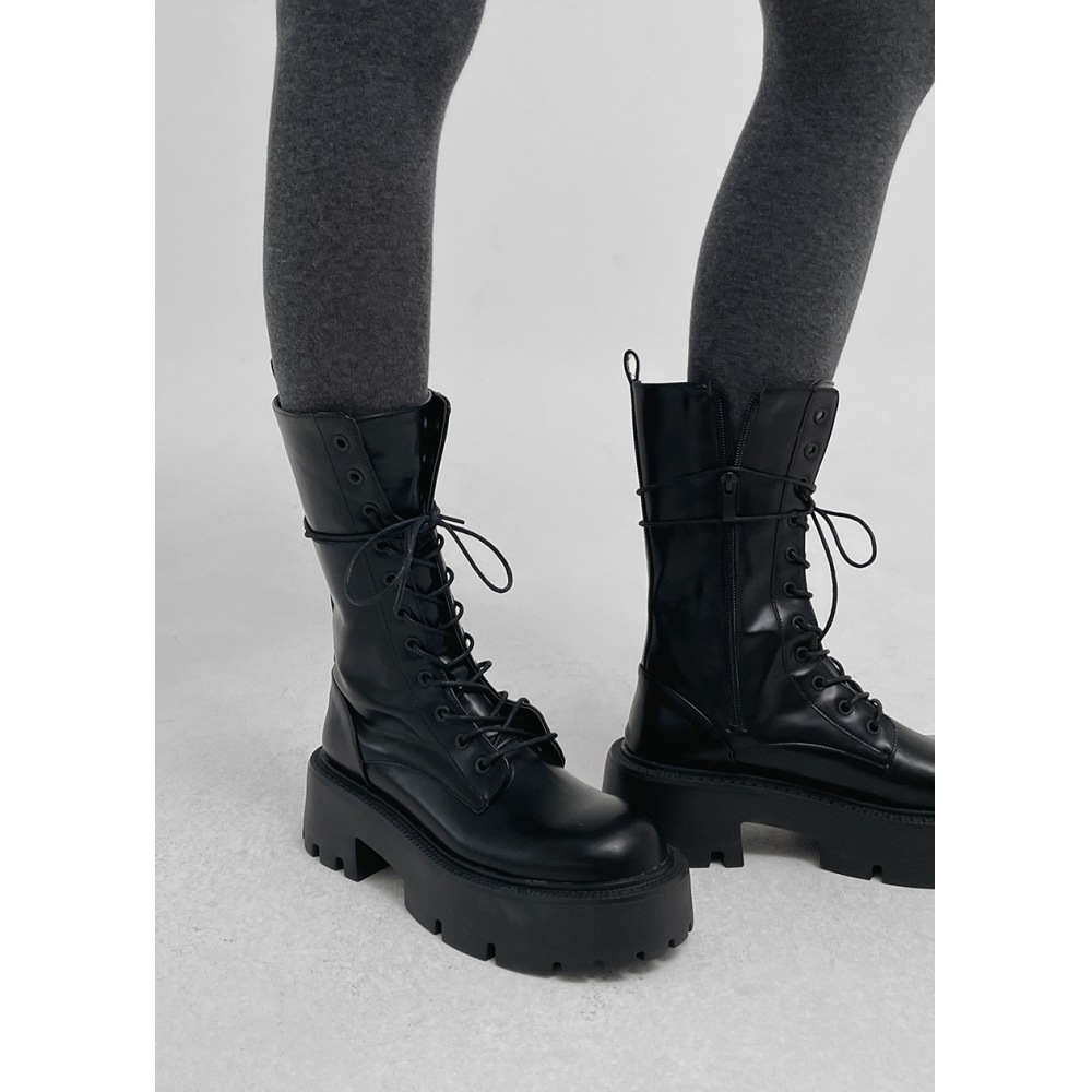 ブラックアップ ELEPENプラットフォームレースアップブーツ