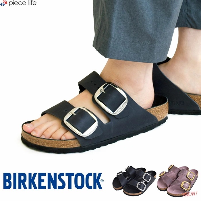 正規取扱店 【2025新作】 アリゾナ ビッグバックル サンダル スライドサンダル レディース レザー レギュラー ブラック 黒 1011074