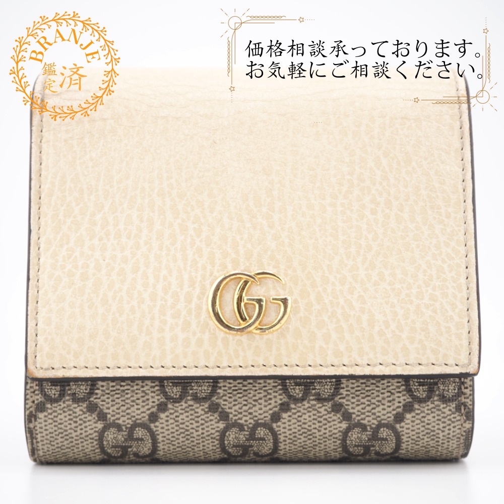 598587 GGマーモント レザー 二つ折り財布 レッド レディース
