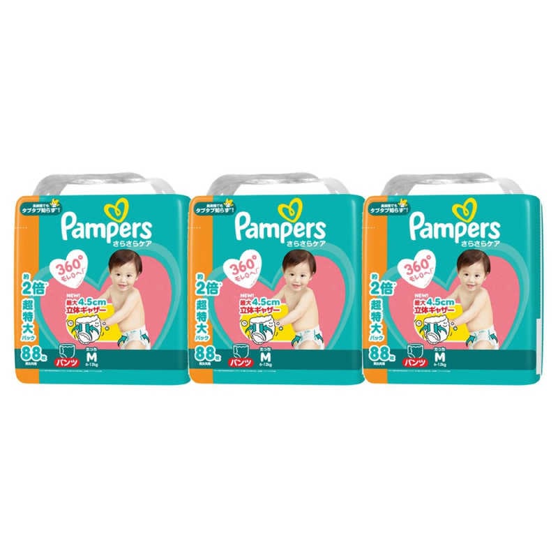 P＆G　(ケース販売) パンパース さらさらケア パンツ メガジャンボMたっち(6-12kg) 88枚×3個　PMサラパンツMJMタCS