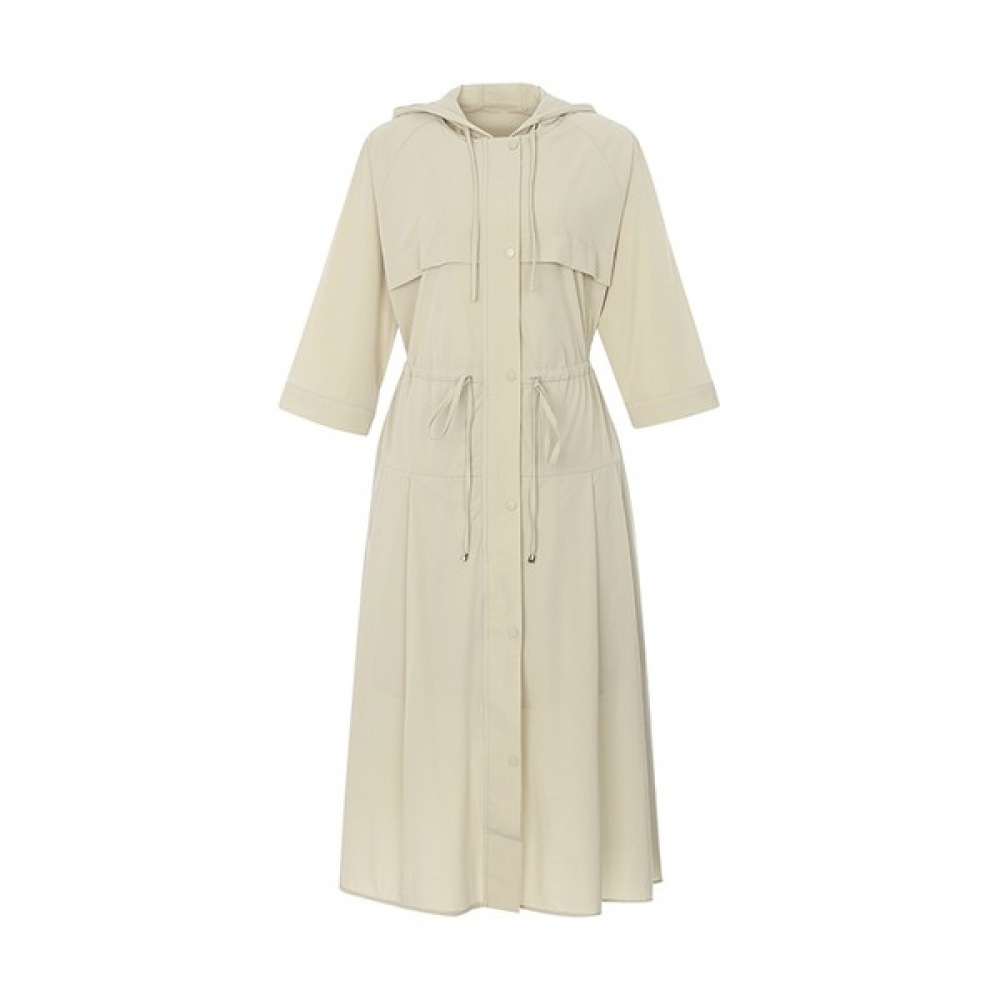 (ニューヨーク訪問) ウエストバンディングフード付きジップアッププリーツワンピース (VZ4OP2A)