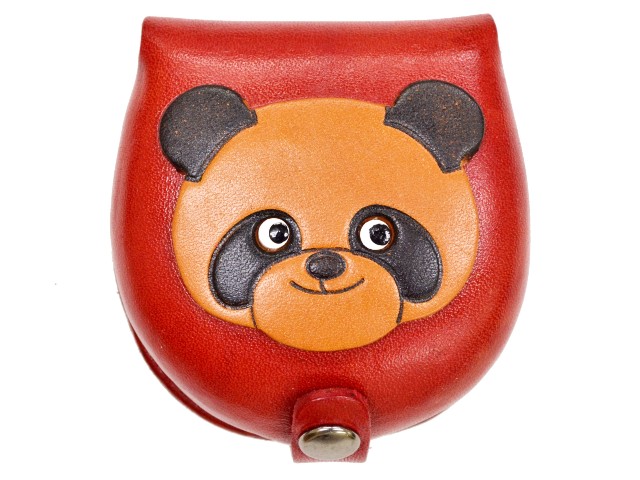 パンダ カラーコインケース 赤　小銭入れ/財布 レザー/本革 VANCA/バンカクラフト