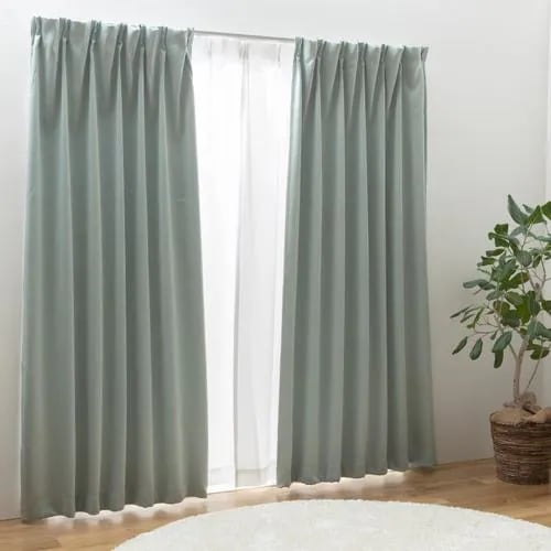 ユニベール １級遮光２枚セットカーテン　ブリンク　幅２００Ｘ丈１７８ｃｍ（レース１７６ｃｍ） ブルー