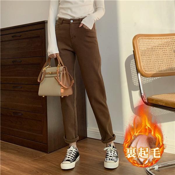 デニム パンツ レディース 裏起毛 ジーンズ 韓国風 ハイウエスト 着痩せ ボア付き ボトムス 秋 冬 脚長効果 美脚 極暖 保温