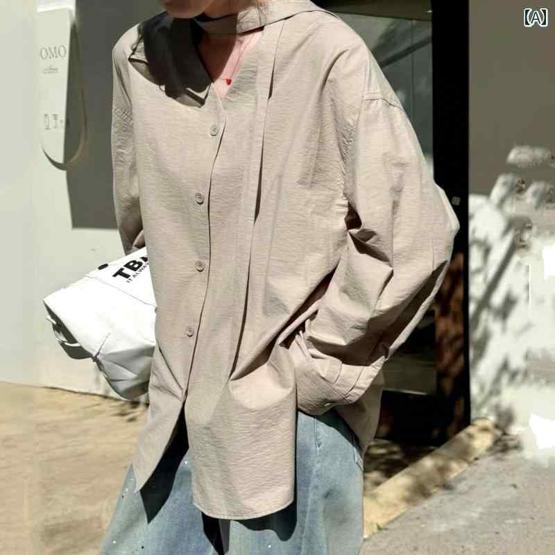 Vネック　シャツ　レディース Vネック シャツ レディース 2025 春秋 大きいサイズ スリム レースアップ 長袖 トップス