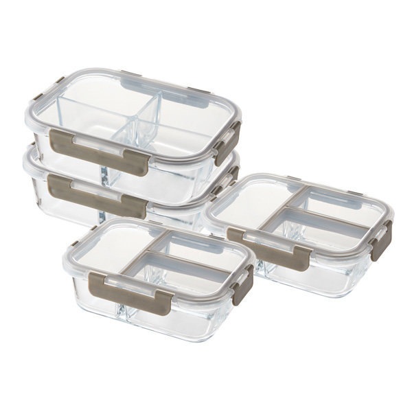 ガラス仕切り 大容量4個 仕切り ガラスおかず箱セット