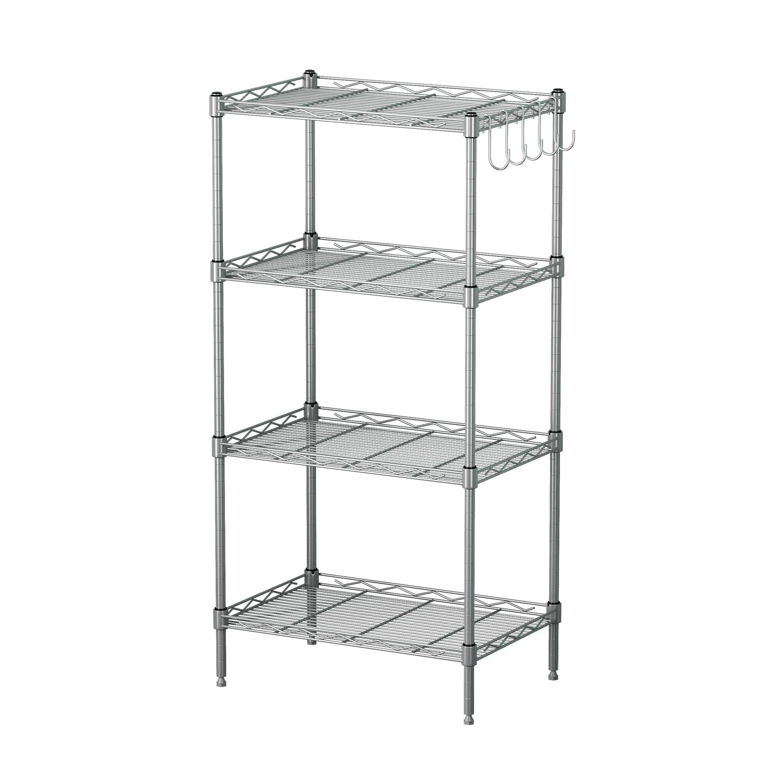 Luckycoco ラック 収納 棚 スチールラック 幅45×奥行30×高さ90cm 4段 耐荷重60kg 防サビ シルバー