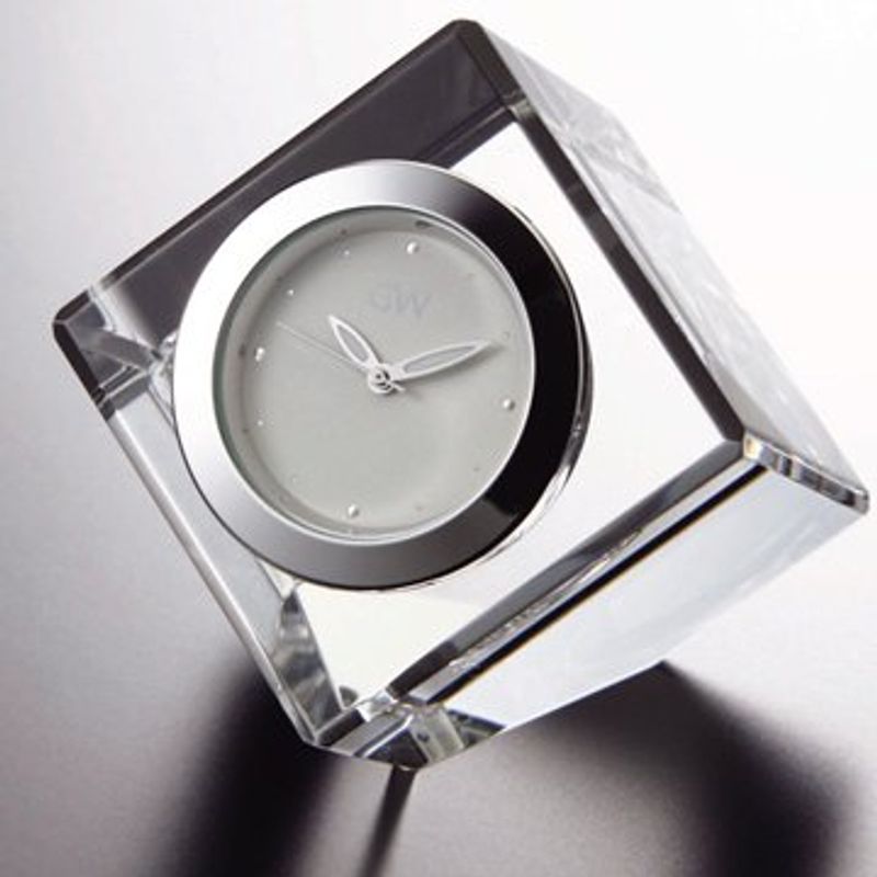 最新 グラスワークス 時計 GW1000-11038 4cm クリア コフレミニクロック 置時計