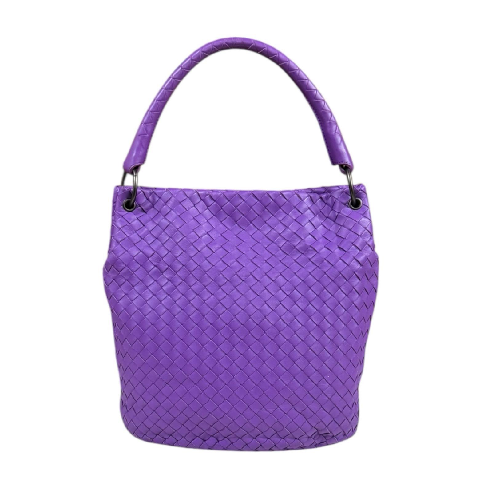 ボッテガヴェネタ ホーボーバッグ イントレチャート トートバッグ レザー パープル BOTTEGAVENETA 中古