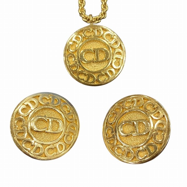 ディオール ロゴ ヴィンテージ ゴールド イヤリング ネックレスセット レディース