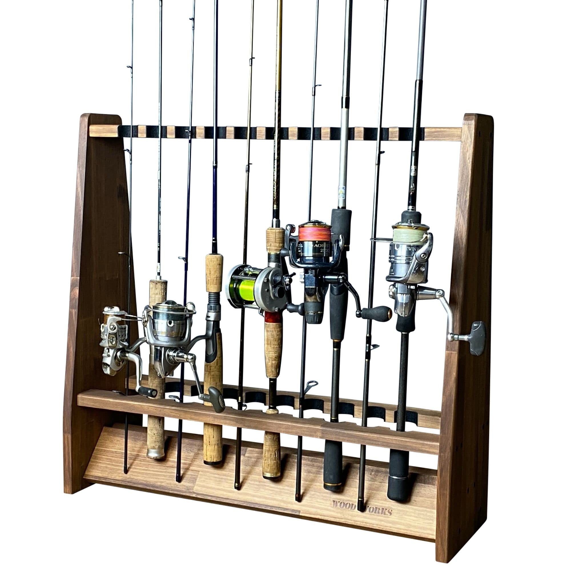 WOOD WORKS 日本製 ロッドスタンド両面19本用 本体【ブラウン】フェルト【ブラック】