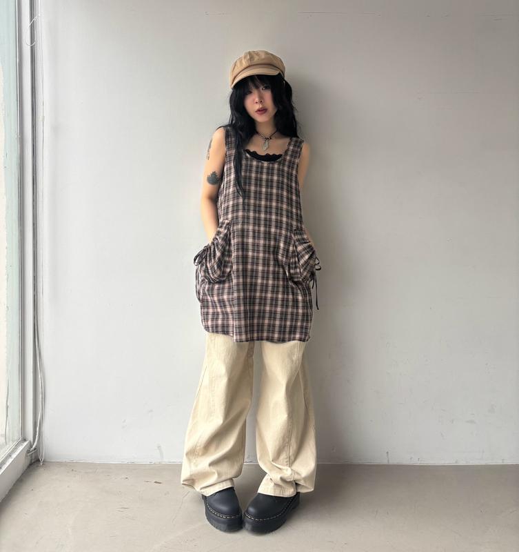 25SS-フェアリーチェックOPS（ミニワンピースキャミソールレイヤードビン