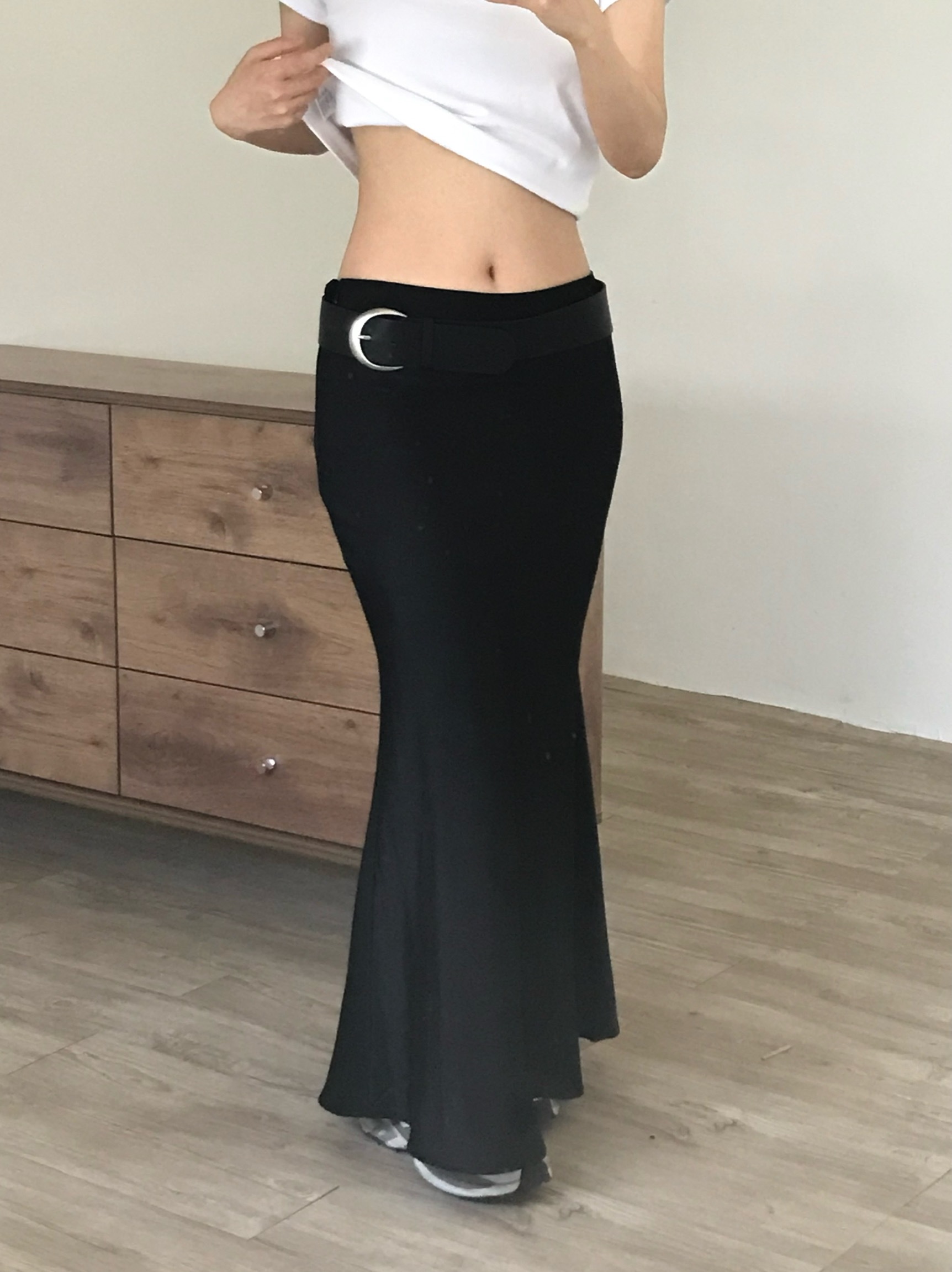 シック シルキー ロー マーメイド マキシスカート