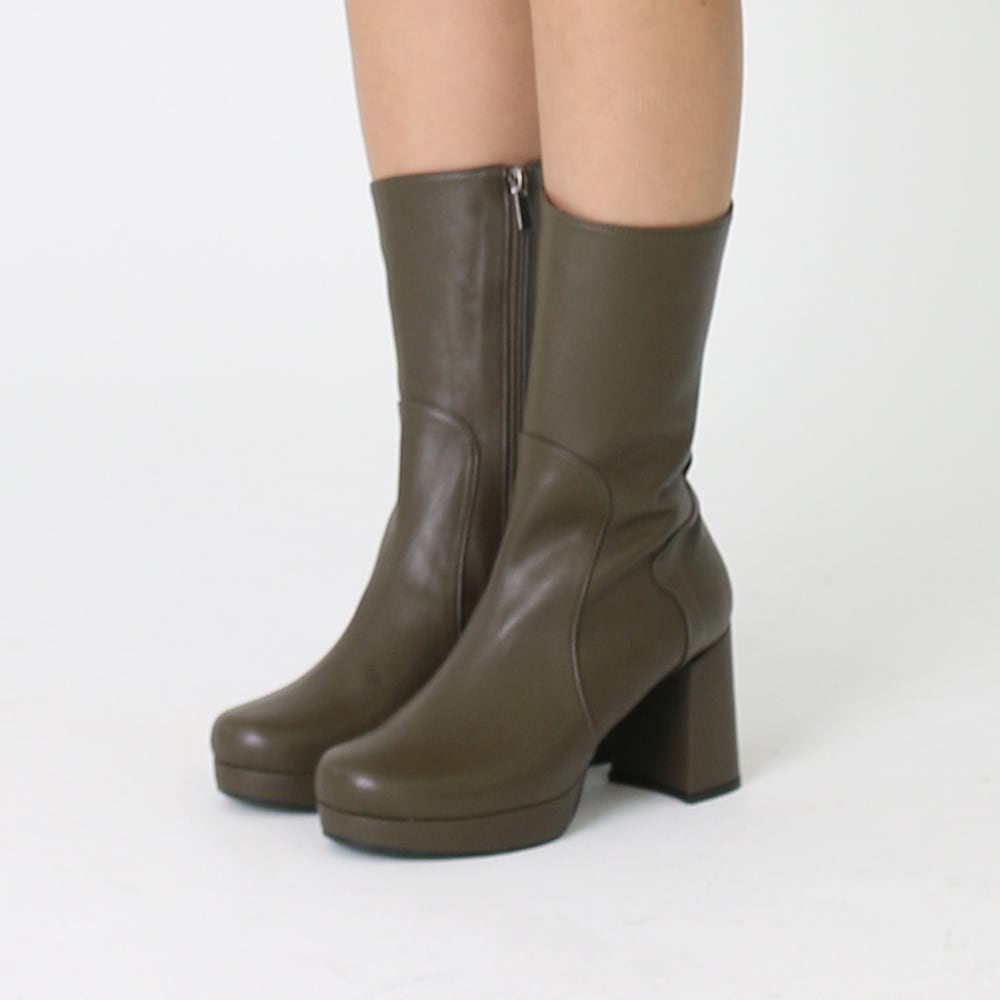 Natilda Platform Middle Boots Khaki